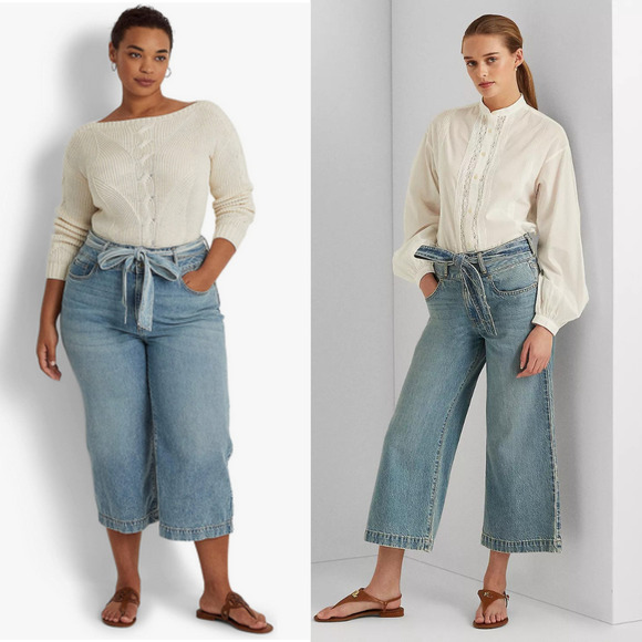 Lauren Ralph Lauren Cropped Wide-Leg Jeans Curvy Plus Size NWT Sz 18W - Picture 1 of 6